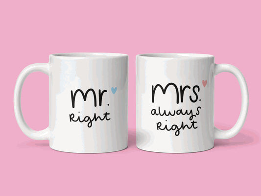 MR & MRS RIGHT SET OF MUGS